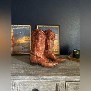 Vintage Larry Mahan Brown Leather Western Cowboy Boots